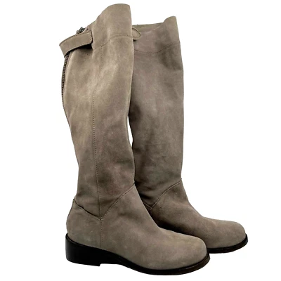 CORRAL 9 Suede Nubuck Leather Tall Riding Boots Taupe Grey Back Zip Western - Image 1 of 4