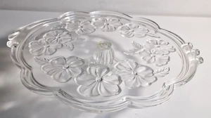 Glas Tortenständer Blumen Kuchenplatte Tortenstand mit Sockel Stand Fuß Vintage - Bild 1 von 9