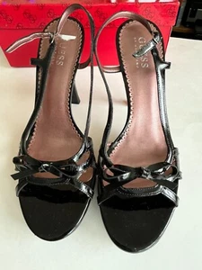 GUESS by Marciano Black Patent Leather High Heel Sandals "Attic", Size 7.5M, New - Picture 1 of 9