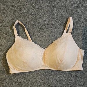 Cacique Bra Women 46D Pink Lace Lightly Lined No Wire Full Coverage Lane Bryant - Picture 1 of 10