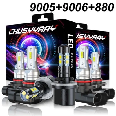 For GMC Yukon SLT 2000-2005 2006 Combo 6x 6000K LED Headlights 880 Fog Bulbs KIT - Image 1 of 4