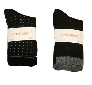 Calvin Klein Girls 6 Pair: 3 Black Solid & 3 Spotted Quarter Socks, Size 10-13