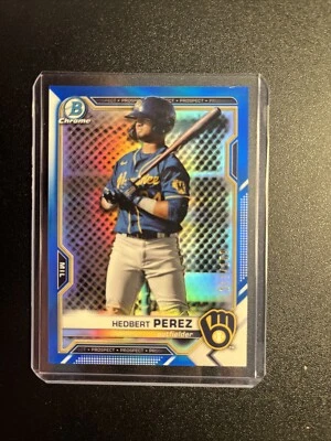 Hedbert Perez 2021 Bowman Chrome - Prospects Blue Refractor #BCP-203 /150 (RC) - Image 1 of 2