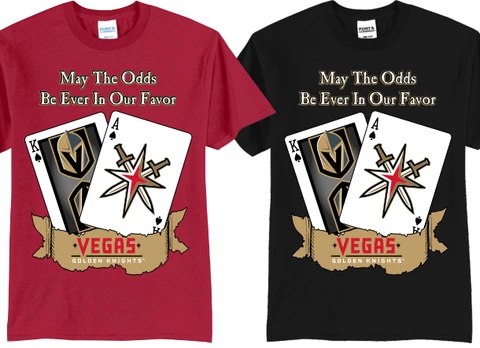 Vegas Golden Knights (VGK) Playing Cards (Blackjack) May The Odds T-Shirts Cover