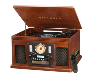 Victrola Record Player 8-in-1 Bluetooth AUX USB Recording CD Cassette FM Radio - Picture 1 of 4