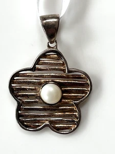Colgante vintage de flores y perlas de plata de ley 5 g - Imagen 1 de 9