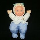 Goldberger Purple White Floral Babys First Baby Doll Rubber Vinyl Face Nylon