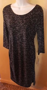 Size S Liz Lange Maternity Dress Black Gray Marled 3/4 Sleeve Ruching - Picture 1 of 1