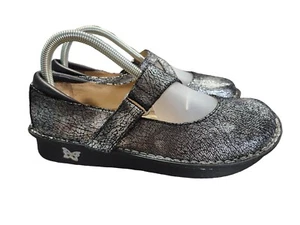 Alegria Size 38 US 7.5 Onyx Crackle Jill Metallic Mary Jane JIL-752 Leather - Picture 1 of 9