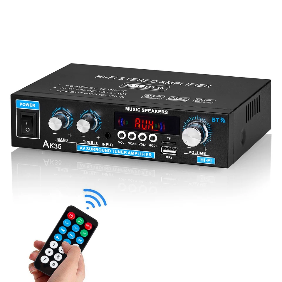 Mini Bluetooth 5.0 Amplifier USB Player Stereo Home/Car/Marine w/FM Audio Amp - Image 1 of 4
