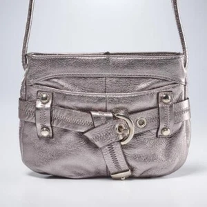 B Makowsky Blue Silver Metallic Genuine Leather Crossbody Evening Bag Purse 9x7 - Picture 1 of 6