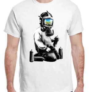 Banksy Colorful Gas Mask Boy Shirt | Vintage Tee T-Shirt | Grafitti Spraypaint - Picture 1 of 5