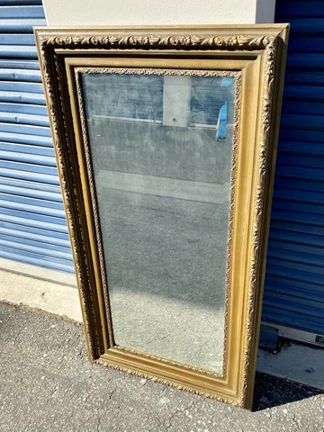 Antique 19th Century Heirloom Giltwood Framed Standing Mirror (47x27) Cover