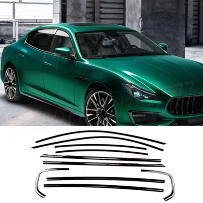 For 2013-2023 Maserati Quattroporte Steel Black Car Windows Strip Cover Trim 10P - Image 1 of 4