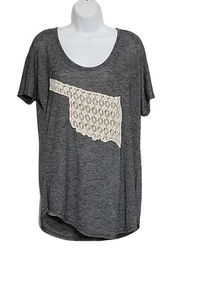 Camisa Oklahoma Southern Grace Talla L Para Mujer Encaje Manga Corta Tejida Top Negra Foto 1 de 4