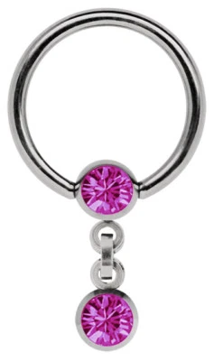 Piercing Titanio Gioiello Intimo Anello Bcr 1,2mm con Due 5mm Zirconia Sfere + - Immagine 1 di 2