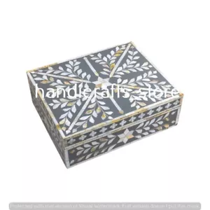 Bone Inlay Jewelry Box - Handmade Decorative Storage Elegant Gift for velentine - Picture 1 of 3