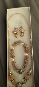 A Rare & Beautiful Vintage Pink Quartz Perure, With Magnetic Clasp & Drop Earrin - Picture 1 of 15