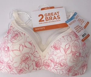 Warner's Bra Wirefree Padded Seamless Cup Invisible Lined TWO 2 TShirt Bras 4011 - Picture 1 of 227