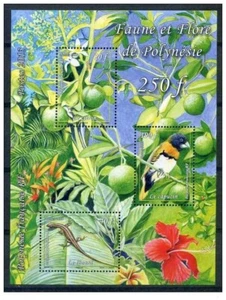 polynesien 2013 polynesie vögel aves oiseaux lezard reptile fruit lemon ms3v mnh - Bild 1 von 1