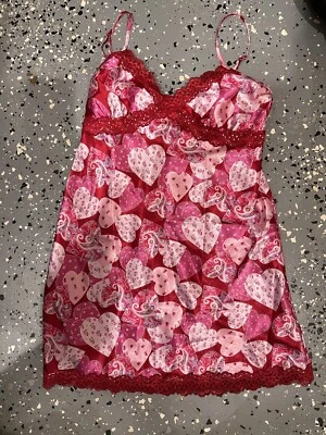 Rosa JACLYN SMITH ROPA DE DORMIR Floral Corazones Correa Chemise/Talla M Foto 1 de 4