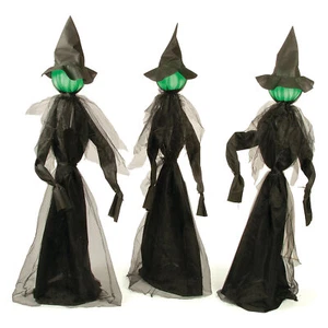 Glowing Face Witches Halloween Decoration Set, Home Decor - 71 Inch - 3 Pieces - Picture 1 of 4