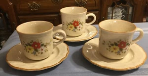 Set of 3 The Salem Collection Stoneware Meadow Cup and Saucer Set Japan - Picture 1 of 9