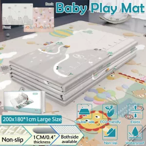 Foldable Baby Kids Play Mat Crawling Picnic Alphabet Floor Rug 200*180*1.0cm XPE - Picture 1 of 12