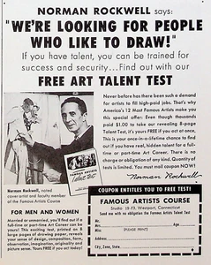 1953 Norman Rockwell Famous Artists Free Art Talent Test Vintage 1950s Print Ad - Picture 1 of 2