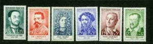 FRANCE 1958 # B321-6 MH ARTISTS LAUTREC DIDEROT BELLAY COURBET CARPEAUX 15107-1 - Picture 1 of 1