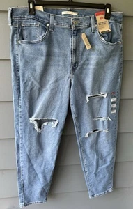 Levi's NWT Sz 16w High Waisted Mom Jeans Denim Distressed - Picture 1 of 5