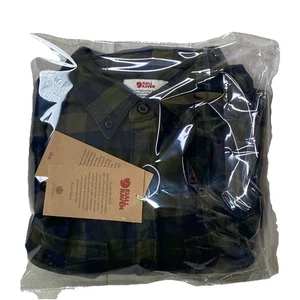 NUEVA Camisa Fjallraven Talla L Skog Botón Franela Calce Ajustado Verde - Imagen 1 de 19