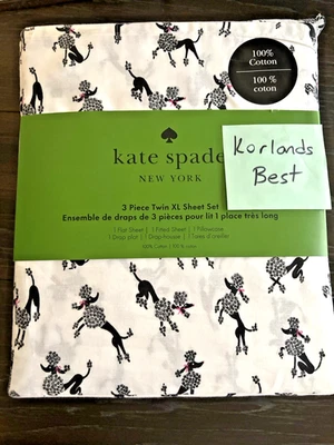 Kate Spade 3 件套 Twin XL 花卉豹纹床单套装 100% 棉 Percale — 第 1/4 张图片
