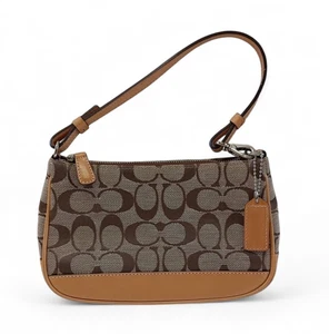 Mini borsa Coach 6094 vintage firmata Demi pelle tela marrone Y2K borsa a mano - Foto 1 di 11