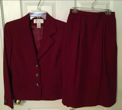 NUEVO Conjunto Chaqueta Blazer Falda Marca Lana 2P Vintage Saville Traje Cabernet $232 Foto 1 de 4