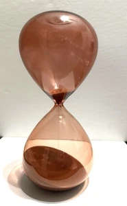 Große mundgeblasene rosafarbene Sanduhr 9" Kunsthandwerk Glas Sand Timer 36 min Wohndeko - Bild 1 von 9