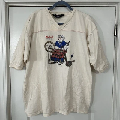 Camiseta Woolrich Años 80 De Colección Para Hombre XL Tejer Abuela Oveja Blanco Raro Gráfico Foto 1 de 4
