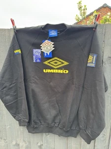 Umbro Pro Training 90s Black Sweatshirt Vintage XL BNWT RARE - Picture 1 of 7