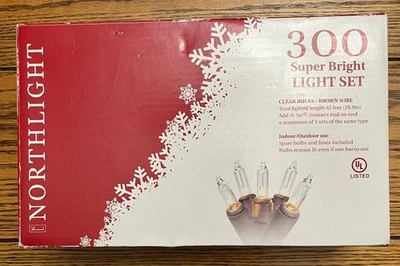 Northlight 300 ct Clear Mini Outdoor Christmas String Lights 62 ft Brown Wire - Image 1 of 2