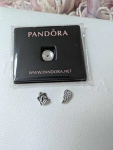 Genuine Pandora Silver Petite Floating Locket Charms x 3 Angel, Wing And April - Picture 1 of 8