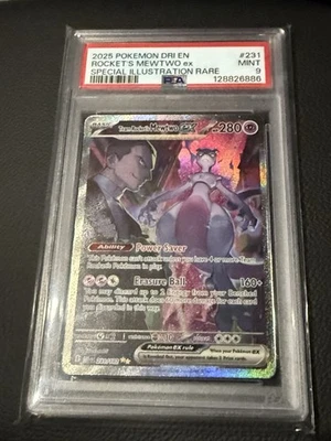2025 Pokemon Destined Rivals Team Rocket's Mewtwo ex Full Art SIR #231/182 PSA 9 - Image 1 of 2