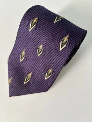 Bill Blass Black Label Tie Classic Purple Geometric Silk Necktie 56”L - Image 1 of 4