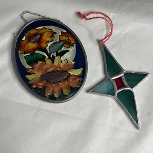 Christmas Ornaments Stained Glass Sun Catcher Lot Sunflowers Christmas Star - Bild 1 von 4