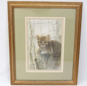 M. Beverly Bunn 9x14 Aquarell Gemälde auf Reispapier Kätzchen Katze gelistet Künstler - Bild 1 von 11