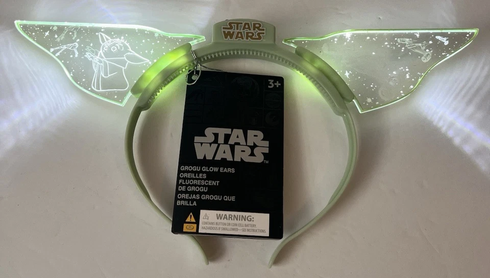 Orelhas de tiara iluminadas Star Wars The Mandalorian's Grogu Yoda 2024 parques da Disney - Imagem 1 de 4