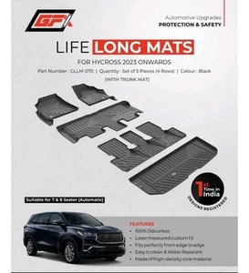 Life Long Foot Mats Compatible with Toyota Innova Hycross 2023 Onwards (Black) - Foto 1 di 9