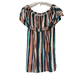 Lost + Wander Womens Medium M Dress Striped Off Shoulder Shift Lined Flowy - Picture 1 of 7