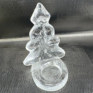 Jema Glasbruk Schweden Klarglas Windlicht Teelicht Kerzenhalter Weihnachtsbaum - Bild 1 von 10