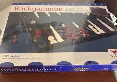 Cardinal Backgammon Set Premier Edition Leatherette Case Status Stripe 1997 NEW - Image 1 of 2