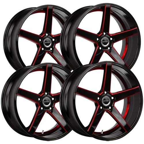 (Set of 4) Strada S35 Perfetto 18x8 5x4.5" +40mm Black/Red Wheels Rims 18" Inch Foto 1 de 4
